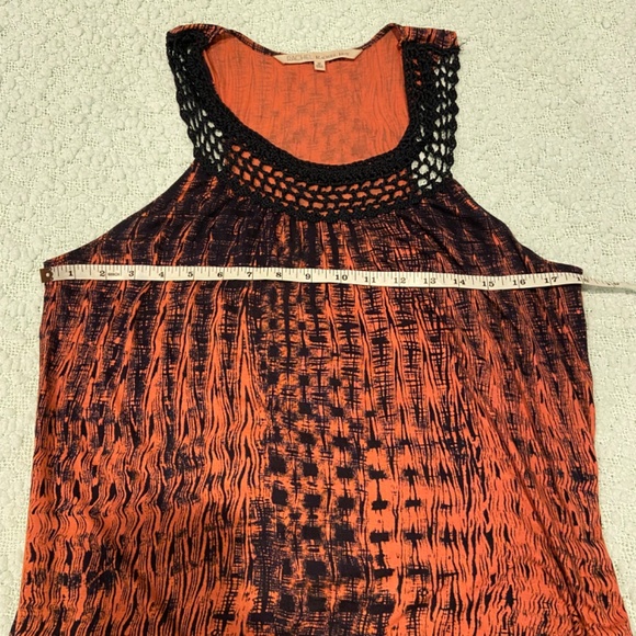 Rachel Roy Maxi Dress Size M | Burnt Orange & Black | Crocheted Collar | Pockets - Picture 4 of 11